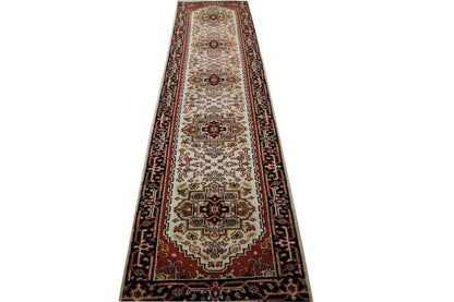 Tribal Heriz Wool Hand Knotted Rug 2.7x11.9 -w20288