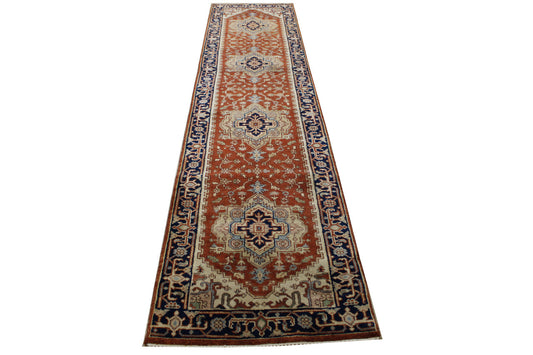 Tribal Heriz Wool Hand Knotted Rug 2.8x11.11 -w20075