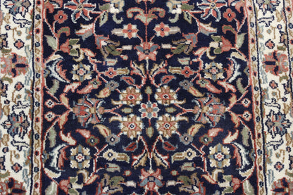 Traditional Indo Kashan Wool Hand Knotted Rug 2x4 - w2174