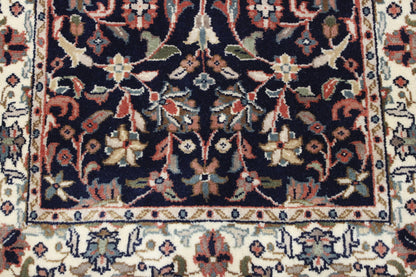 Traditional Indo Kashan Wool Hand Knotted Rug 2x4 - w2174