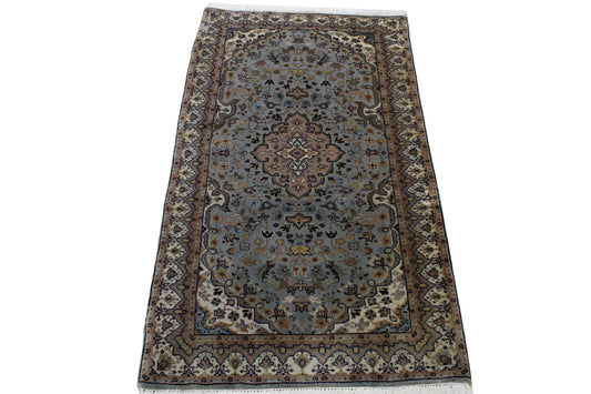 Traditional Indo Kerman Wool Hand Knotted Rug 2x4 - w2184