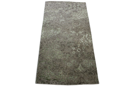 Transistional Abstract Broken Design Wool/Silk Hand Knotted Rug 2x4 - w2017
