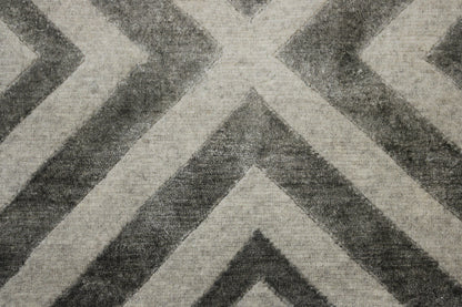Modern Diamond Design Wool/Silk Hand Knotted Rug 2x4 - w2042