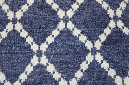Modern Gemotrical Design Wool Hand Knotted Rug 2x4 - w5012