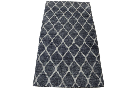 Modern Gemotrical Design Wool Hand Knotted Rug 2x4 - w5006