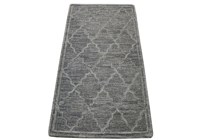 Modern Gemotrical Design Wool Hand Knotted Rug 2x4 - w5013