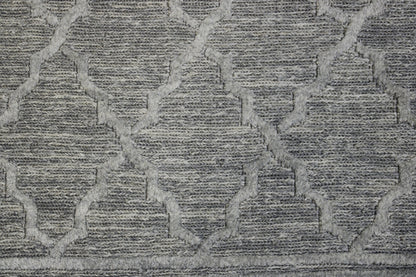 Modern Gemotrical Design Wool Hand Knotted Rug 2x4 - w5013