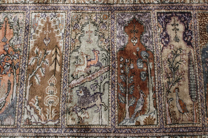 Traditional Prayer Baktiyar Rug Silk Hand Knotted Rug 2x4 - w5009