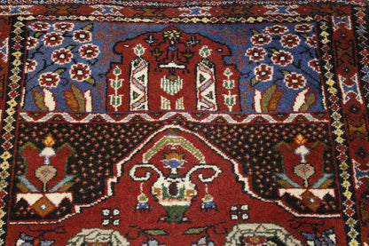 Traditional Prayer Kerman Rug Wool Hand Knotted Rug 2x4 - w5008