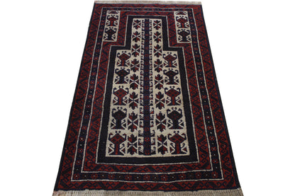 Tribal Prayer Rug Wool Hand Knotted Rug 2x4 - w5007