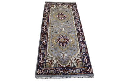 Tribal Indo Heriz Wool Hand Knotted 2.5x5.6 -w20295