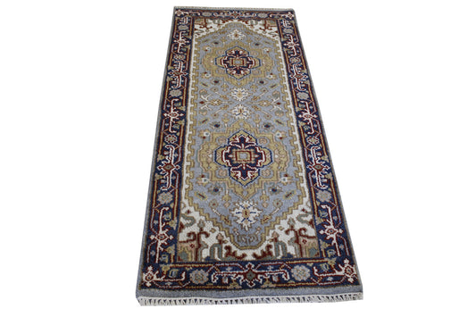 Tribal Indo Heriz Wool Hand Knotted 2.5x5.6 -w20295