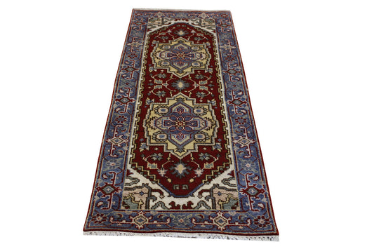 Tribal Indo Heriz Wool Hand Knotted 2.7x6 -w20320