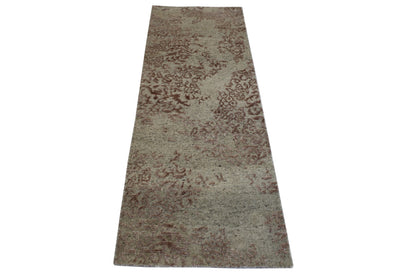 Transitional Abstract Broken Design Wool/Silk Hand Knotted 2.0x6.0 -w2036
