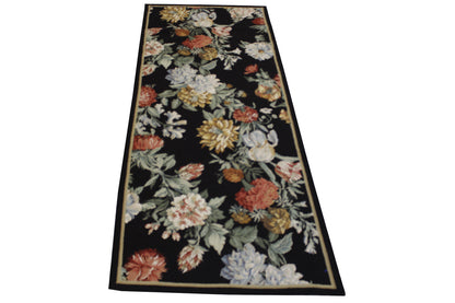 Transitional Antique Floral Needlepoint Wool Hand Knotted 2.5x5.8 -w3073
