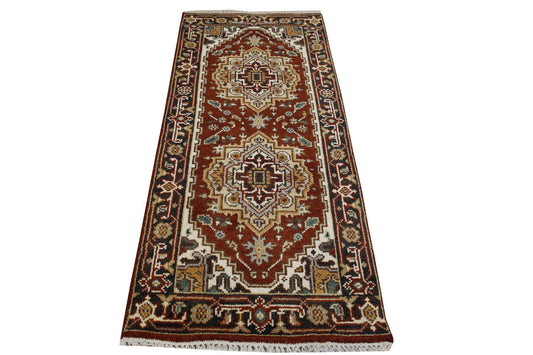 Tribal Indo Heriz Wool Hand Knotted 2.6x6 -w20309