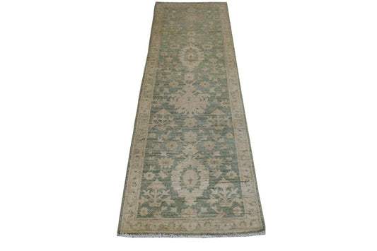 Oushak Whitewash Chobie Wool Hand Knotted Rug 2.0x6.4 -b-126
