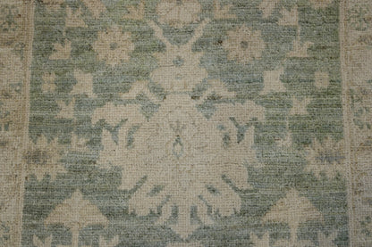 Oushak Whitewash Chobie Wool Hand Knotted Rug 2.0x6.4 -b-126