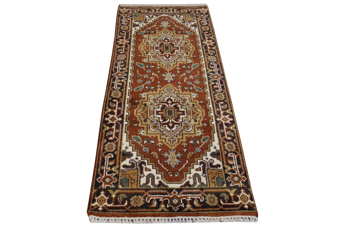 Tribal Indo Heriz Wool Hand Knotted 2.6x5.11 -w20300