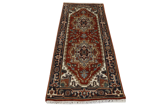 Tribal Indo Heriz Wool Hand Knotted 2.5x6.0 -w20318