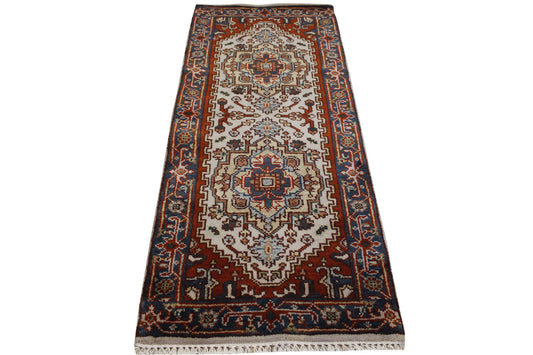 Tribal Indo Heriz Wool Hand Knotted 2.6x6.0 -w20315
