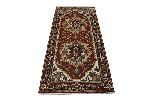 Tribal Indo Heriz Wool Hand Knotted 2.7x5.10 -w20292