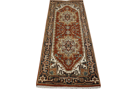 Tribal Indo Heriz Wool Hand Knotted 2.4x6.1 -w20317