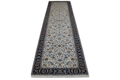 Traditional Fine Nain Design Wool/silk Hand Knotted Rug 2.9x10.2 -w2370