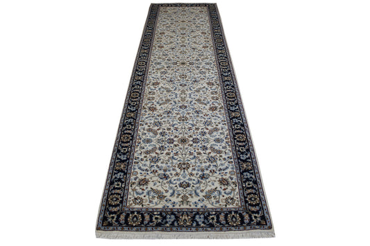 Traditional Fine Nain Design Wool/silk Hand Knotted Rug 2.9x10.2 -w2370