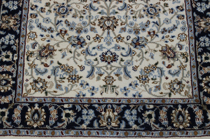 Traditional Fine Nain Design Wool/silk Hand Knotted Rug 2.9x10.2 -w2370