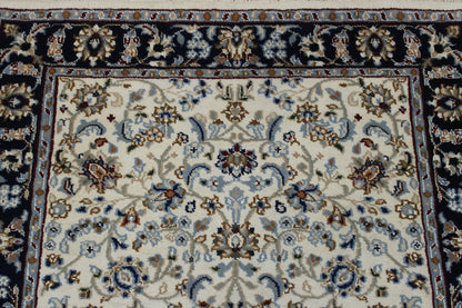 Traditional Fine Nain Design Wool/silk Hand Knotted Rug 2.9x10.2 -w2370