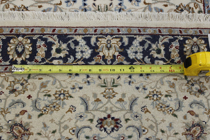 Traditional Fine Nain Design Wool/silk Hand Knotted Rug 2.9x10.2 -w2370