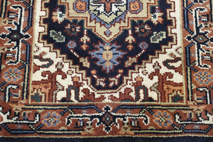 Traditional Heriz Wool Hand Knotted Rug 2.6x10.0 -w20287