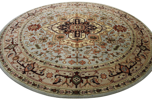 Tribal Indo Heriz Wool Hand Knotted Rug 9.10x9.10  -w20321