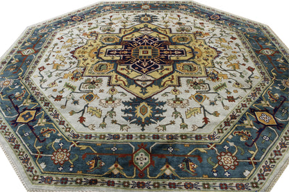Tribal Indo Heriz Wool Hand Knotted Rug 9.9x9.9  -w20324