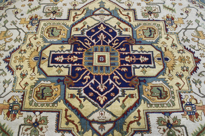 Tribal Indo Heriz Wool Hand Knotted Rug 9.9x9.9  -w20324