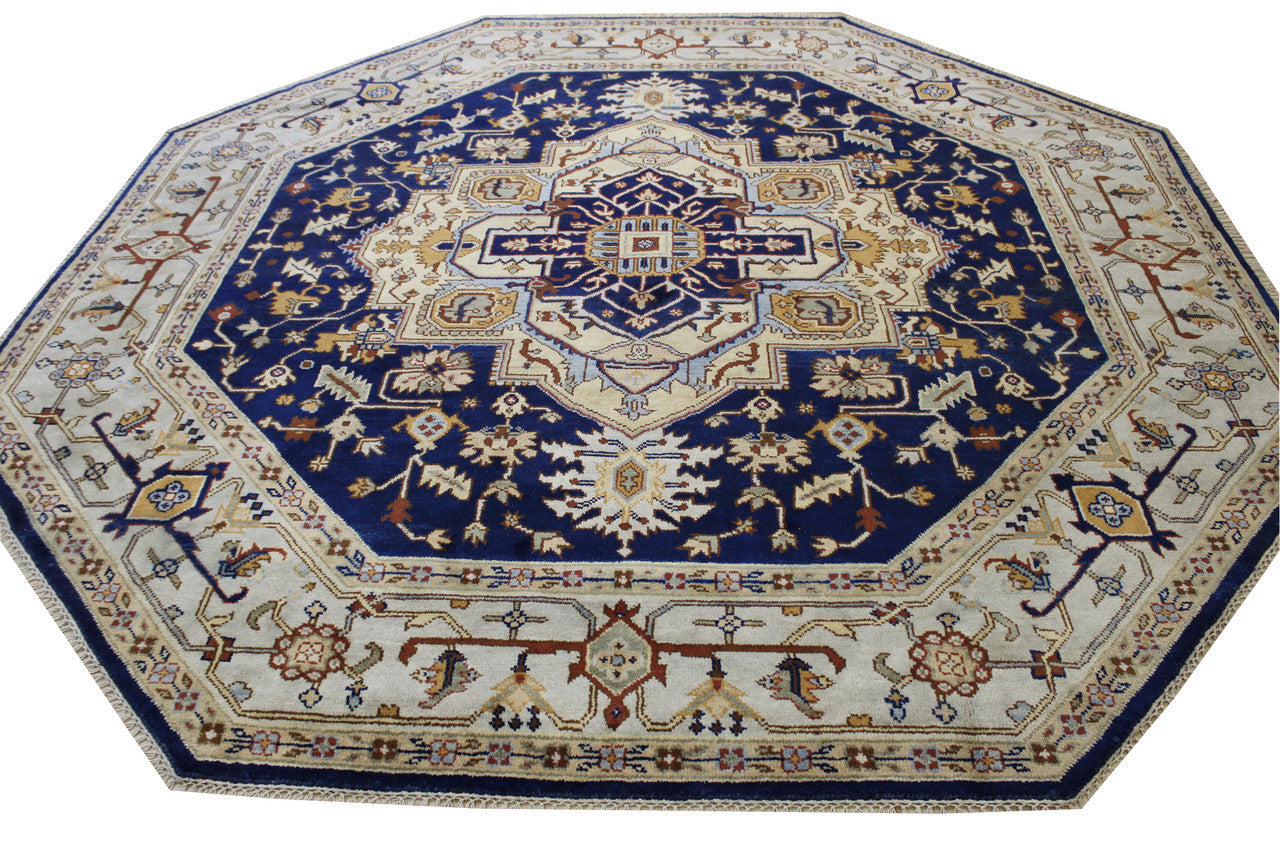 Tribal Indo Heriz Wool Hand Knotted Rug 10.0x10.0  -w20276