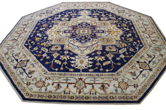 Tribal Indo Heriz Wool Hand Knotted Rug 10.0x10.0  -w20276
