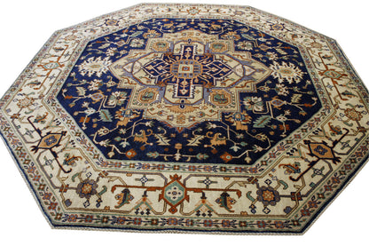 Tribal Indo Heriz Wool Hand Knotted Rug 9.10x9.10  -w20322