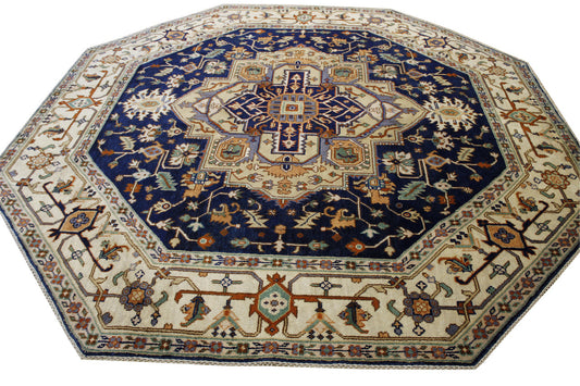 Tribal Indo Heriz Wool Hand Knotted Rug 9.10x9.10  -w20322
