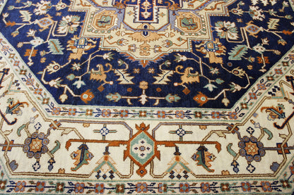 Tribal Indo Heriz Wool Hand Knotted Rug 9.10x9.10  -w20322