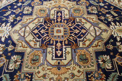 Tribal Indo Heriz Wool Hand Knotted Rug 9.10x9.10  -w20322