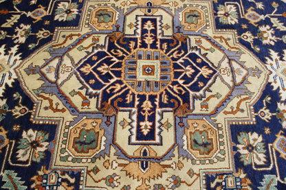 Tribal Indo Heriz Wool Hand Knotted Rug 9.10x9.10  -w20322