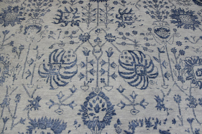 Transitional Abstract Broken Design Wool/silk Hand Knotted Rug 10.2x10.2  -w20158