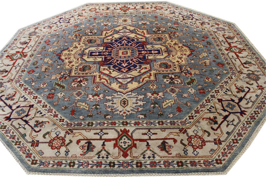 Tribal Indo Heriz Wool Hand Knotted Rug 9.10x9.10  -w20278