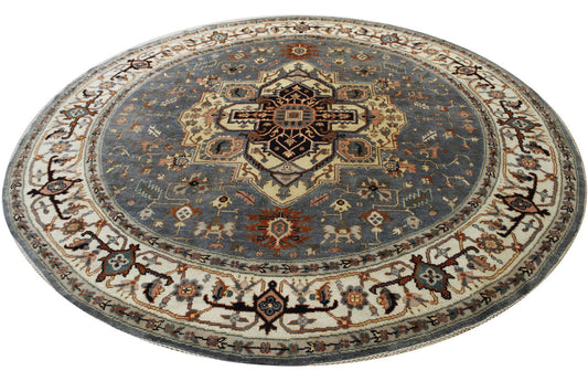 Tribal Indo Heriz Wool Hand Knotted Rug 9.11x9.11  -w20323