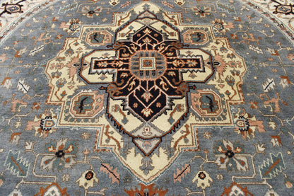 Tribal Indo Heriz Wool Hand Knotted Rug 9.11x9.11  -w20323