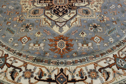 Tribal Indo Heriz Wool Hand Knotted Rug 9.11x9.11  -w20323
