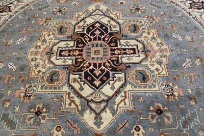 Tribal Indo Heriz Wool Hand Knotted Rug 9.11x9.11  -w20323