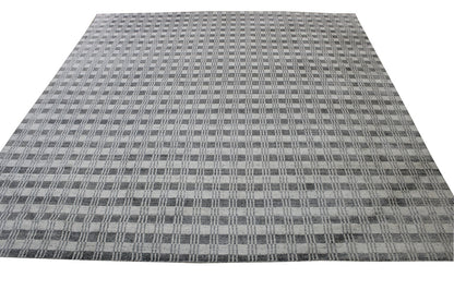 Modern Block Line Design Wool Hand Knotted Rug 8.0x8.8  -w2127